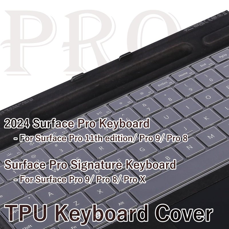 Digi-Tatoo [Not for Pro 12"/ Flex] Keyboard Cover Protector for Surface Pro 13-inch Keyboard (Surface Pro 11th Edition/Pro 9/8/ X Compatible) - US English Layout, Ultra Thin TPU Skin Film - Image 3